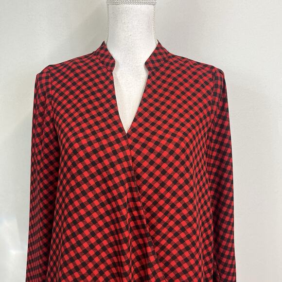 The Limited Blouse Top size Small Black Red Plaid Lumberjacket Career Casual - Picture 2 of 7